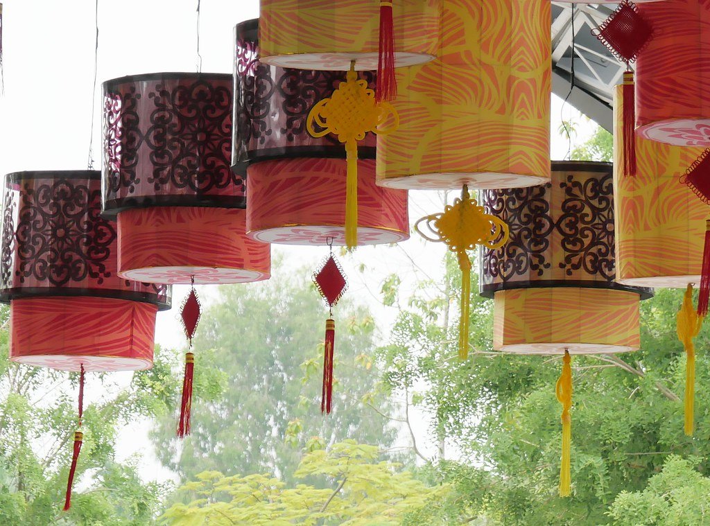 Colourful lanterns strung up for a Malaysian festival
