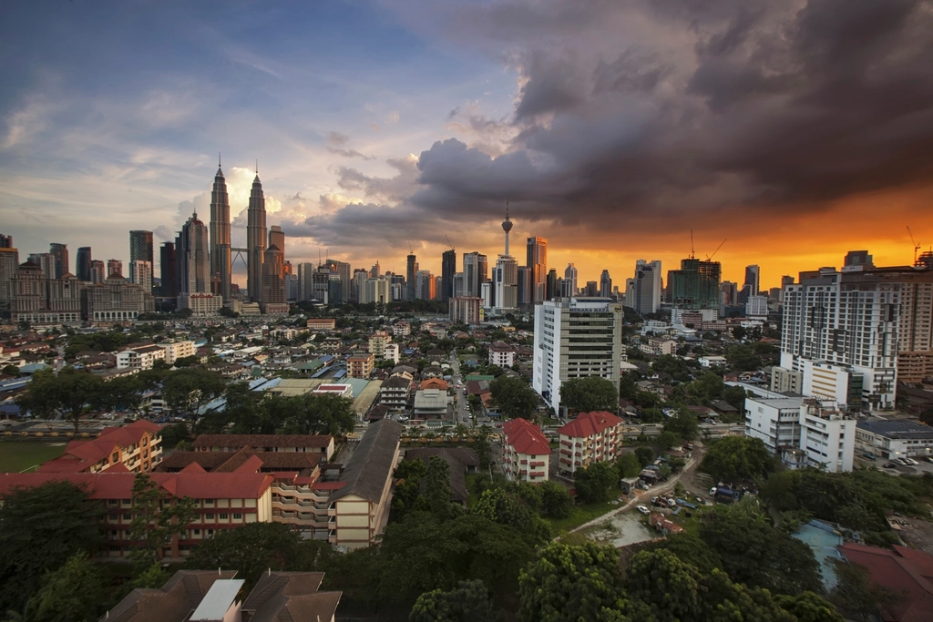 The Kuala Lumpur skyline at sunset