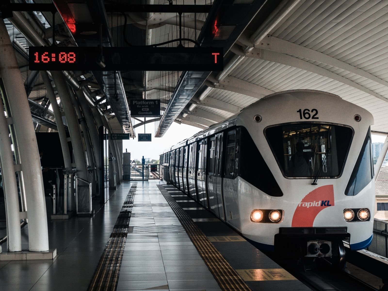 Rapid KL train arriving at a Kuala Lumpur station